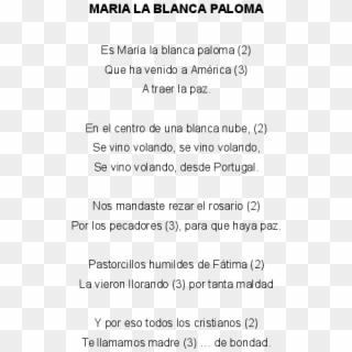 Letra De La Cancion Paloma Blanca Png Letra De La Cancion - Letra De La Canción Es María La Blanca Paloma Clipart