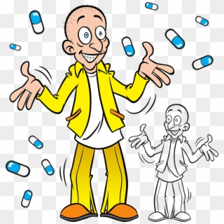 Man, Pills, Drug, Person, Male, Dance, Xtc, Addiction - Cartoon Clipart