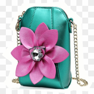 Metallic Flower Bucket Clutch - Handbag Clipart
