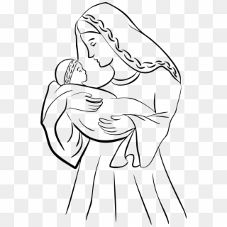 Baby - Drawing Of Mother Mary And Jesus Clipart
