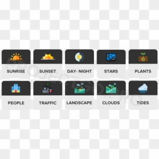 Image Showing 10 Different Icons Each Representing - Time Lapse Gopro Interval Clipart
