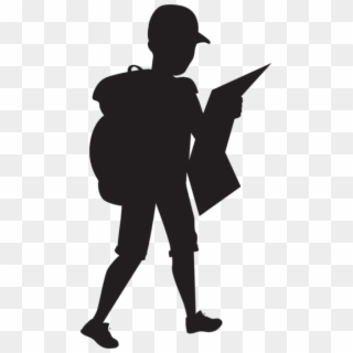 Boy With Backpack Silhouette Png - Boy Silhouette Transparent Clipart