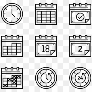 Time And Date Pack Outlined - Car Spare Parts Icon Clipart