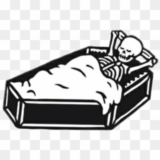 Skeleton Coffin Relax Blackandwhite Freetoedit - Cartoon Skeleton In Bed Clipart
