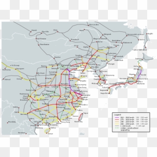 Operational High-speed Lines In East Asia - China High Speed Map Clipart