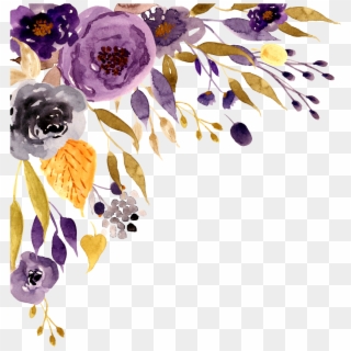 Flowers Floral Border Purple Watercolor Watercolor Clipart