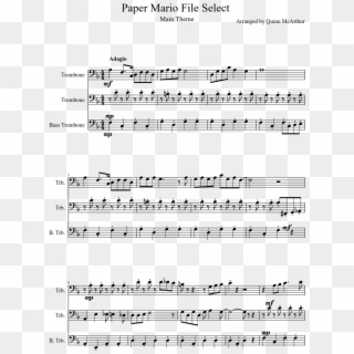 Print - Mario Theme Trombone Sheet Music Clipart