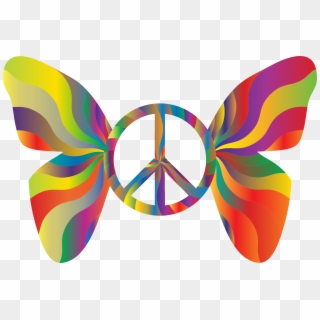 Groovy Peace Sign Butterfly - Peace And Love Logo Png Clipart Transparent Png