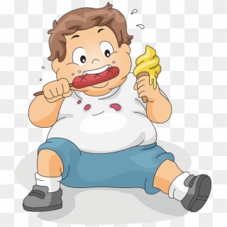 Eating Boy Child Clip Art - Fat Boy Eating Clipart - Png Download