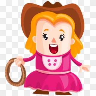 Cowboy Girl Vector Png Image - Cartoon Clipart