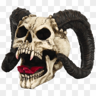 Ram Horned Skull - Skull With Devil Horns Clipart