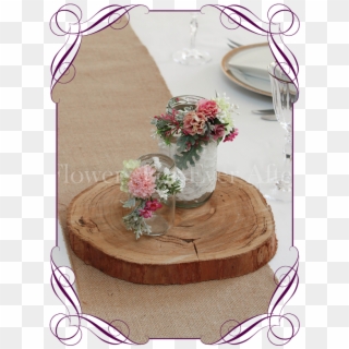 Set Of 2 Pink Rustic Floral Jar Centerpiece Flowers - Roses Cake Fuschia Clipart