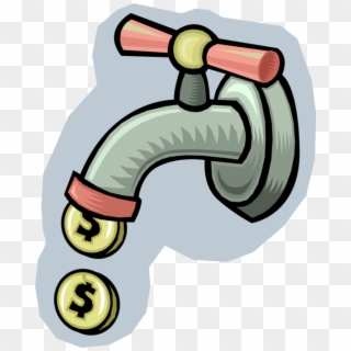 Vector Illustration Of Water Tap Faucet Spigot Dripping - Save Water Save Money Clipart