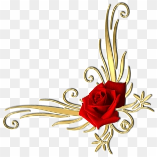 Red And Gold Flower Png , Png Download - Flowers Frame Png Red Clipart