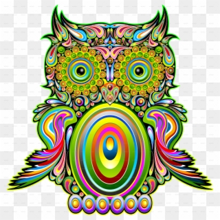 Roots Vector Psychedelic - Owl Psychedelic Pop Art Design Clipart