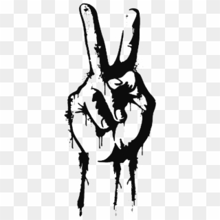 V Symbols Black And - Peace Sign Fingers Png Clipart