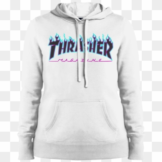 Thrasher Puple Flame Logo Ladies Pullover Hoodie - Sweatshirt Clipart