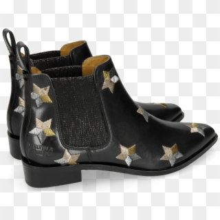 Ankle Boots Marlin 4 Black Embroidery Stars - Chelsea Boot Clipart