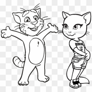 Jerry Drawing Line - Gato Tom Para Colorear Clipart