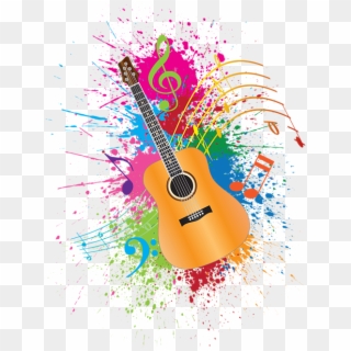 Guitar Paint Splatter Abstract Illustration Greeting - Painted Musical Notes Png Transparent Clipart