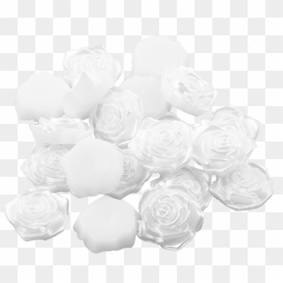 20 White Rose Cabochon Embellishments - Garden Roses Clipart
