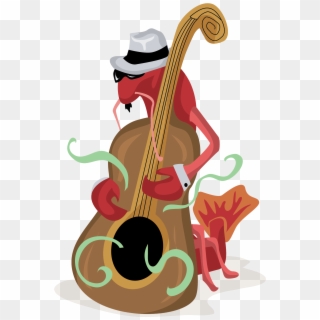 Crawfish Playing Bass Free Vector Clip Art - Crawfish Playing Instruments - Png Download