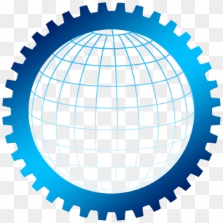 Gear Globe Grid Network Png Image - Gear Blue Clipart