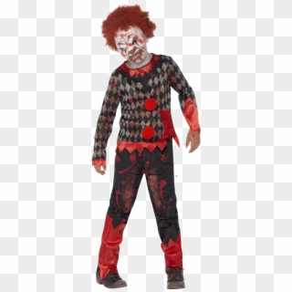 Child Halloween Deluxe Zombie Clown Costume - Kids Killer Clown Costume Clipart