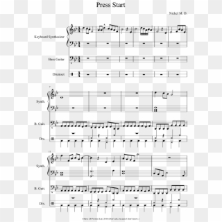 Press Start Sheet Music Composed By Nickel M - Press Start Piano Sheet Music Clipart