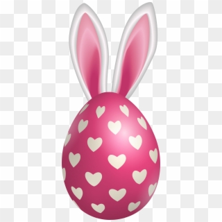 Easter Egg With Hearts And Ears Png Clipart - Domestic Rabbit Transparent Png