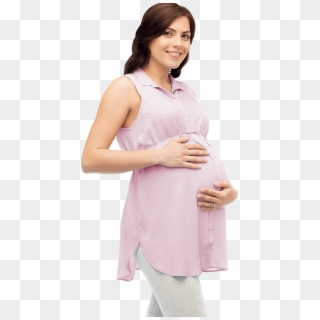 A Young Woman Covers Her Pregnancy Belly With Both - Girl Clipart