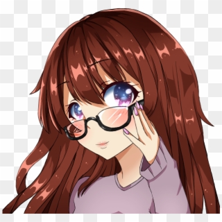 Girl With By - Anime Brown Hair And Glasses Clipart