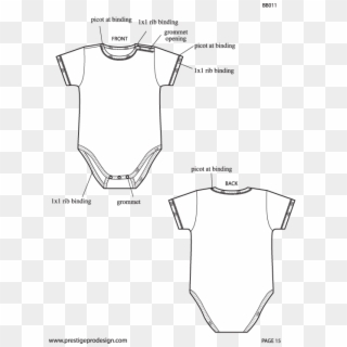 Baby Vector Clothes - Onesie Front And Back Template Clipart