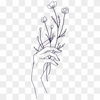 Hand Holding A Flower Drawing Clipart