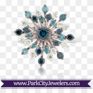 Blue & White Diamond Snowflake Ring 14k White Gold - Pear Shaped Emerald And Diamond Earring Clipart