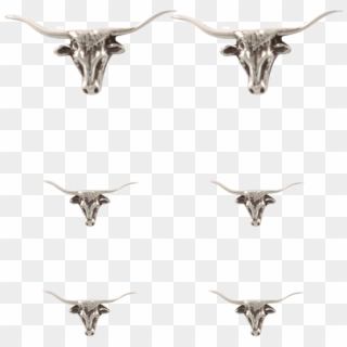 Pinto Ranch Longhorn Silver Cufflinks And Stud Set - Texas Longhorn Clipart
