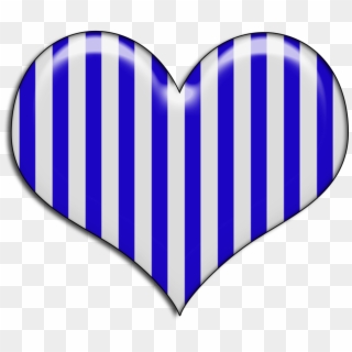 Blue And White Stripes Png - Blue And White Striped Heart Clipart