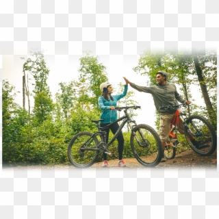 Two Scouts High Five On Bicycles - Mountain Bike Clipart
