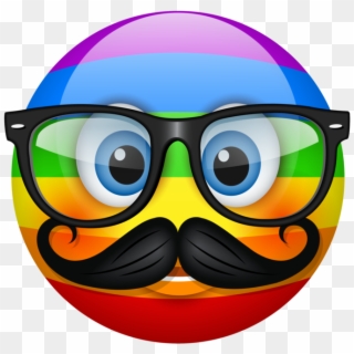 Hipster Emoticon , Png Download - Smiley Face Rainbow Emoji Clipart