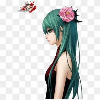 Hatsune Miku Png Transparent - Anime Girl With Dark Green Hair Clipart