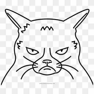 Grumpy Cat Coloring Page - Line Art Clipart