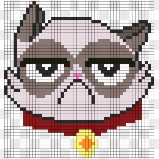 Sourpuss Grumpy Cat Perler Bead Pattern / Bead Sprite - Pixel Art Grumpy Cat Clipart