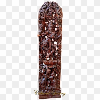 Lord Krishna Hindu Temple Huge 6ft Sculpture Wooden - Chocolate Clipart