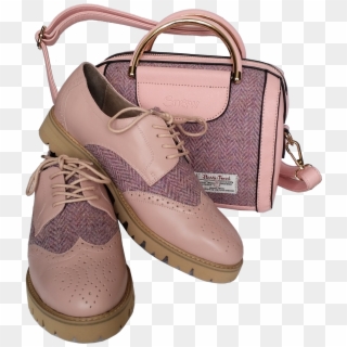 Pink Oval Tote Bag With Harris Tweed - Work Boots Clipart