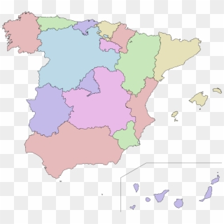 World Map With Countries No Names Spain - Spain Autonomous Communities Clipart