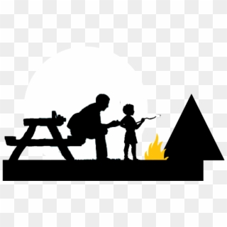 Camping Silhouette - Father And Son Camping Silhouette Clipart
