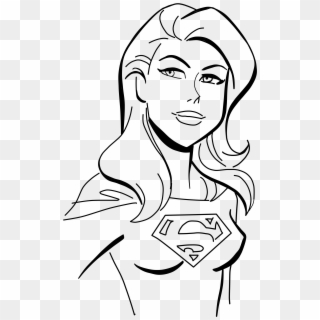 Relief Drawing Comic Woman - Superwoman Drawing Easy Outline Clipart