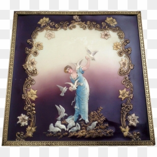 Vintage Art Deco 3d Celluloid Picture Of A Woman Feeding - Picture Frame Clipart