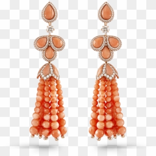 Tassel Earrings With Pink Beads - Earrings Clipart