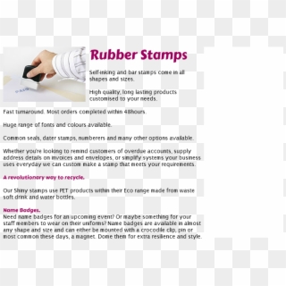 Rubber Stamps Self-inking And Bar Stamps Come In All - Writing Clipart